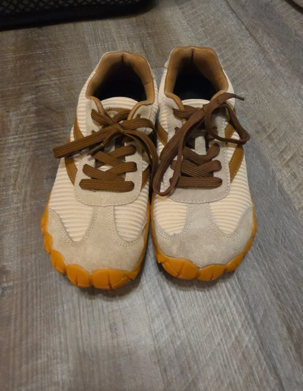 Kids Brown and Tan Sneakers - Lightweight Casual Shoes